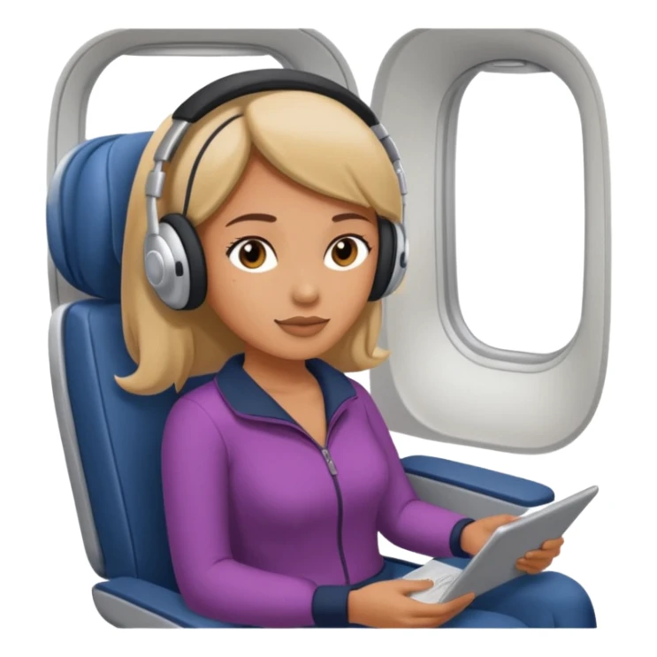 woman using travel pillow in plane seat sticker