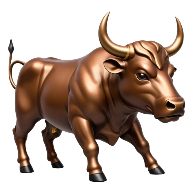 a charging bull (reflecting a bull market)  sticker