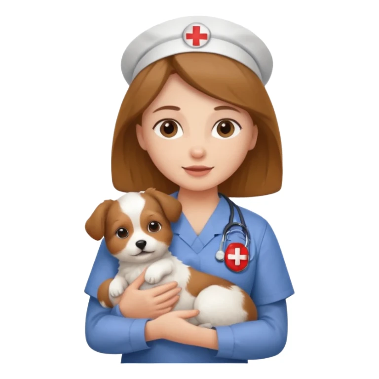 nurse holding baby dog sticker