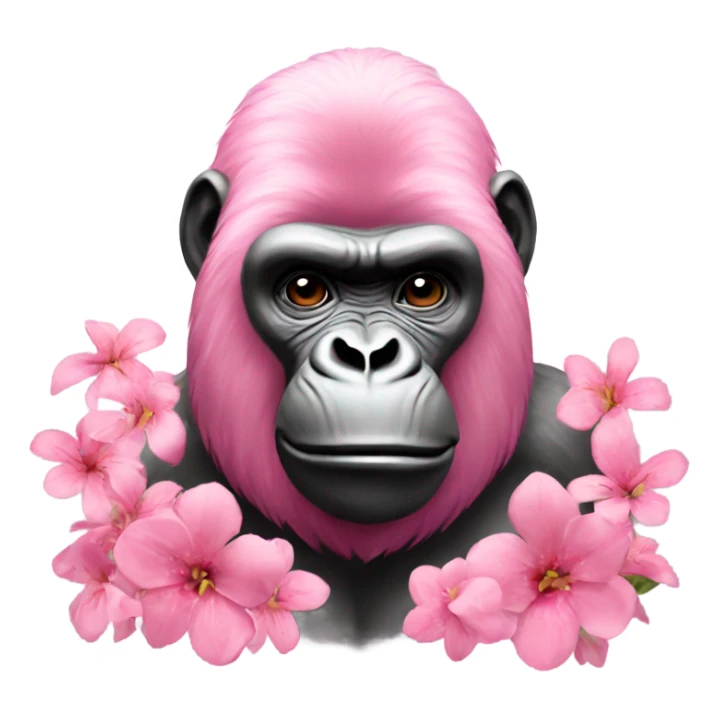 Pink gorilla with flowers  sticker