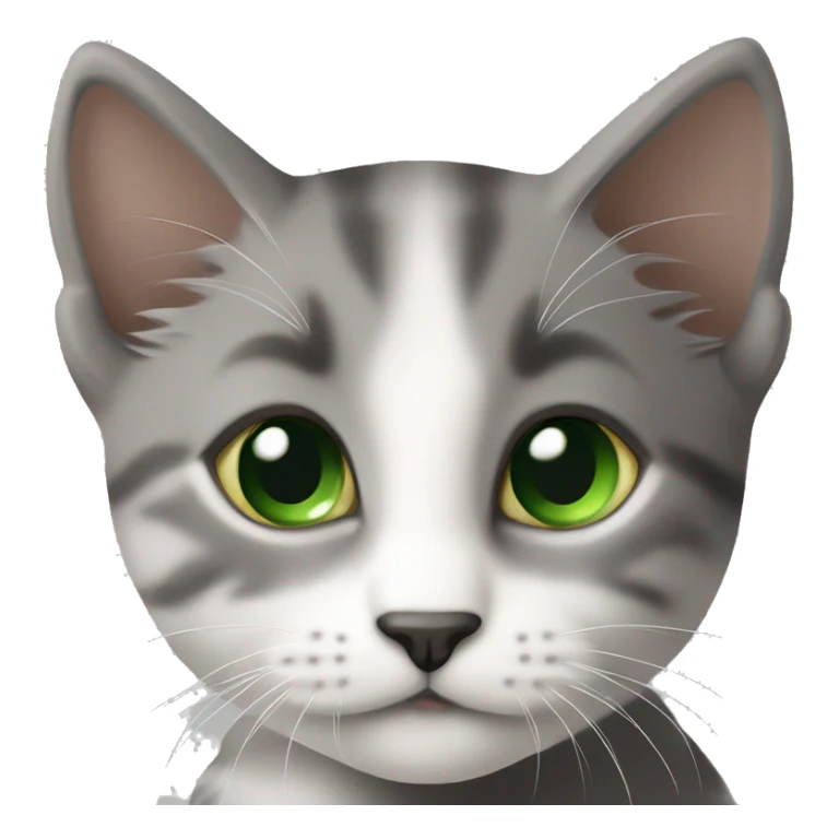 ￼tricolor (dark grey, brown, light grey) kitten with green eyes sticker
