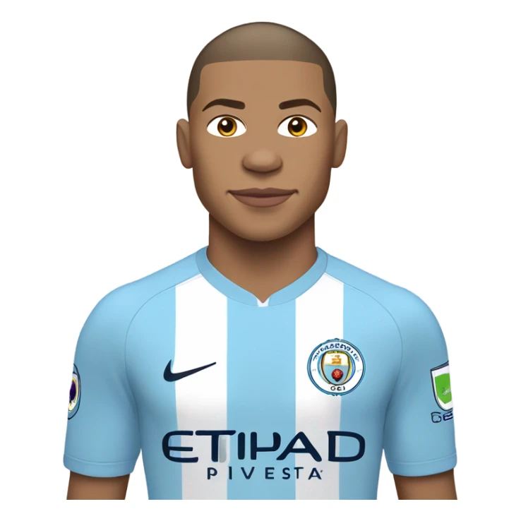 kylian mbappe with Manchester city jersey sticker