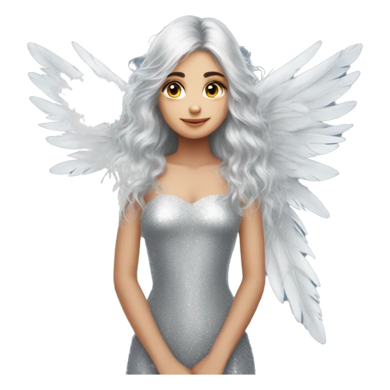 big wings, silver, feather, sparckly,Beautiful, fairy, long hair sticker