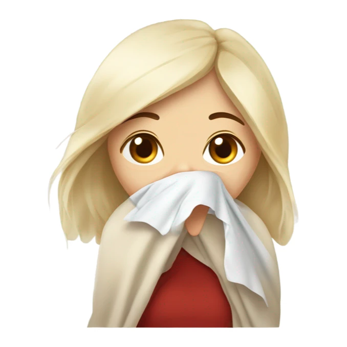 White blonde girl suffering from a bad cold ￼ sticker