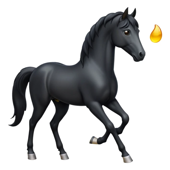 cinematic-[black horse]-realistic-full-body-standing-emoji,-tail-flicking-lazily,-head-tilted-dramatically,-sleek-[black]-coat,-simplified-yet-realistic-focused-features,-highly-detailed,-glowing-with-an-almost-sarcastic-glow sticker