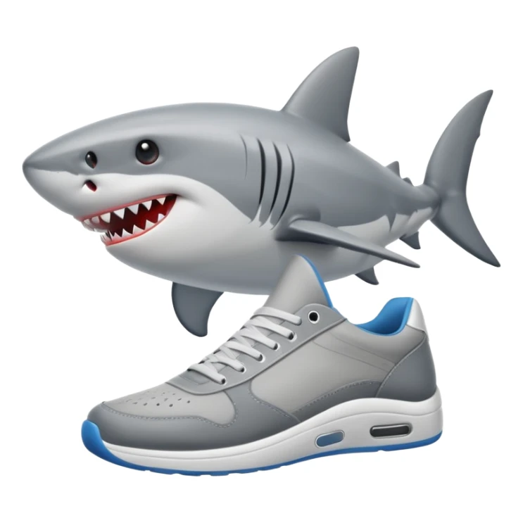 un tiburón con zapatillas  sticker