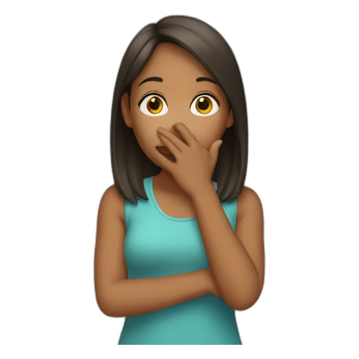 Girl with her hand over her mouth  sticker