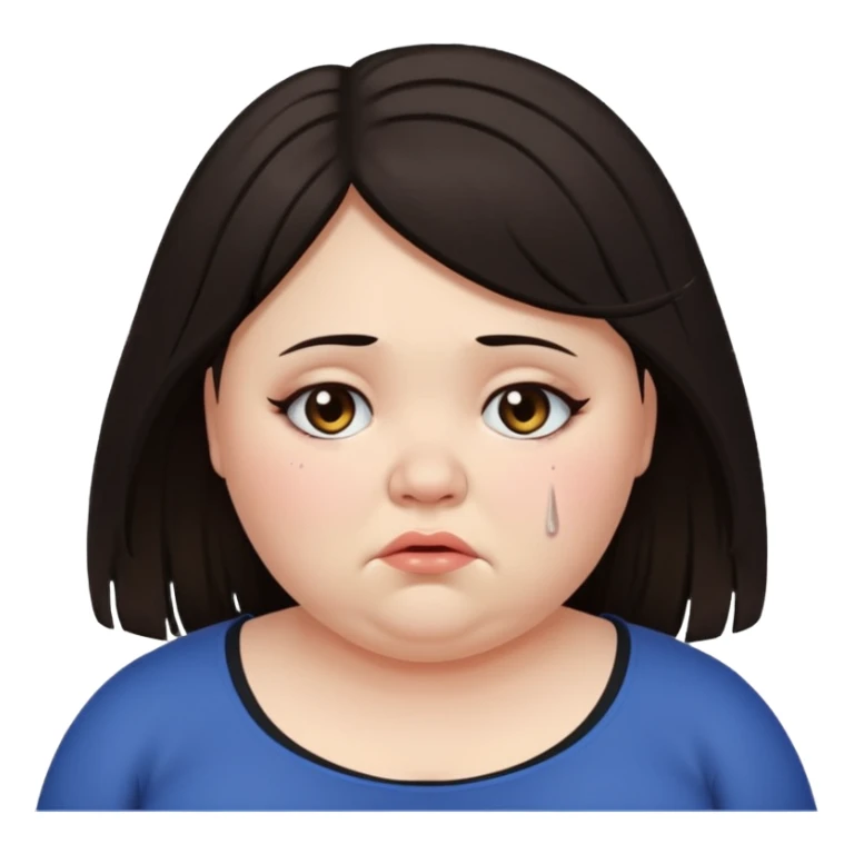 Sad fat girl lifting dark hair sticker