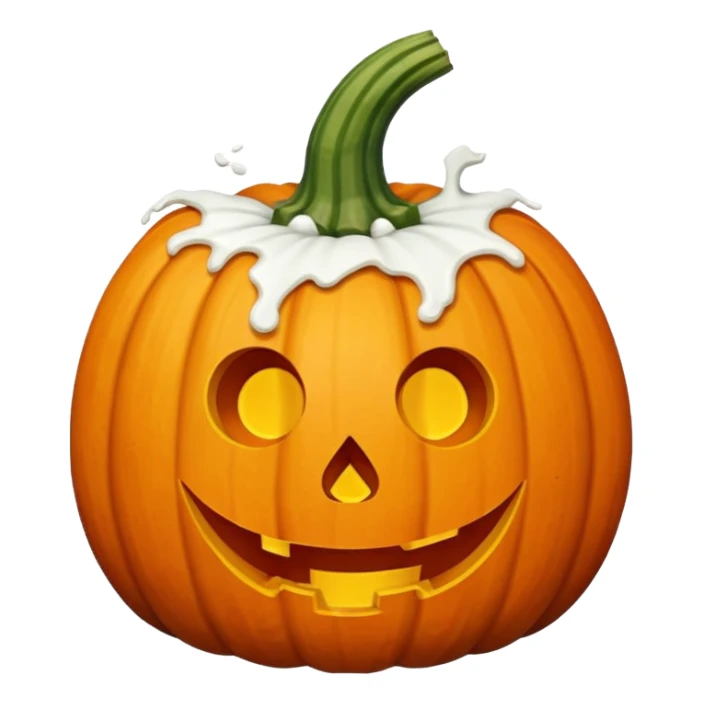 pumpkin with hole in it, the hole is oozing a thick white substance sticker