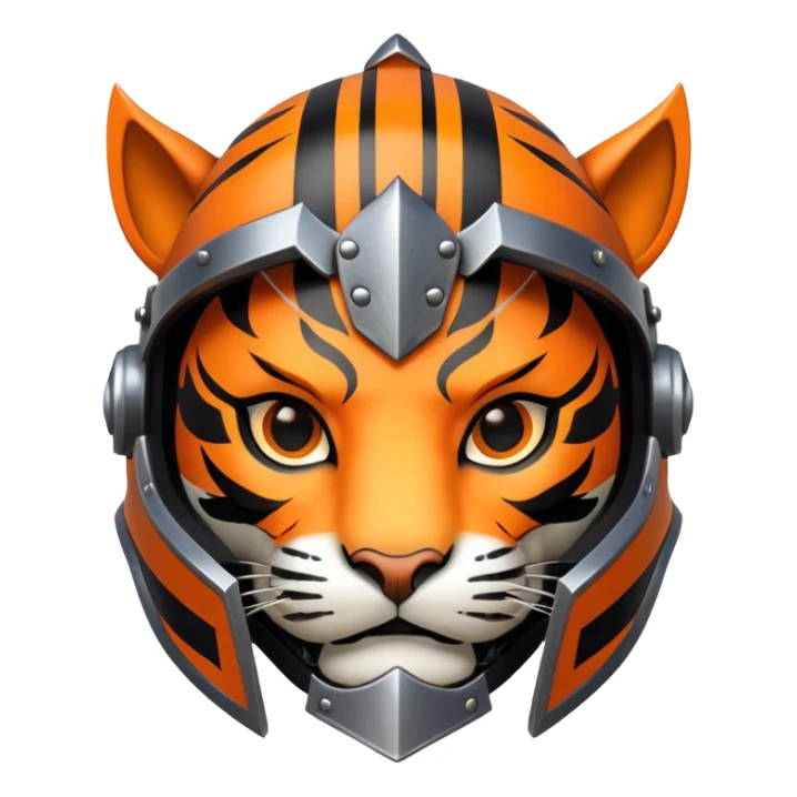 knight tiger face with armor and helmet fantasy character for Twitch emote sticker