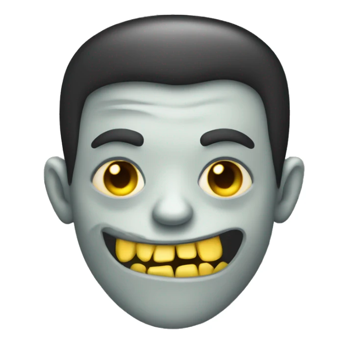 zombie vampire dark monochrome skin face with a sad smile and yellow teeth sticker