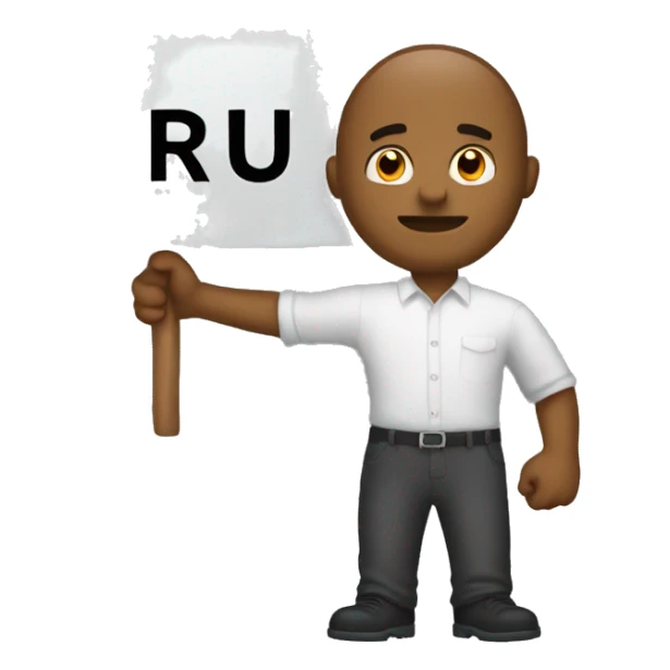 Man holding a sign saying “BRUH” sticker