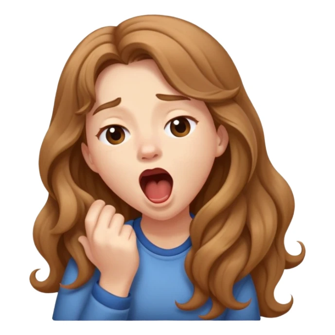 girl ling wavy light brown hair, yawning sticker