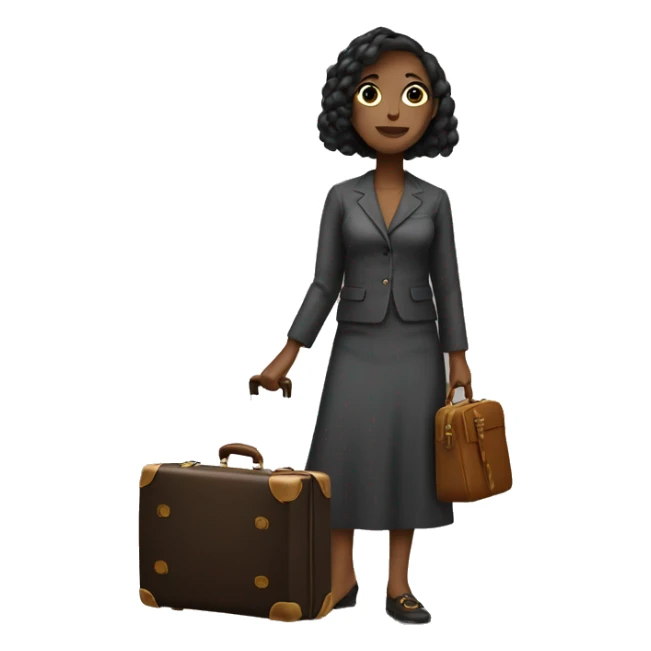 women with a suitcase LV sticker