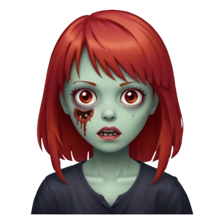 menina zumbi de franja e cabelo vermelho médio  sticker