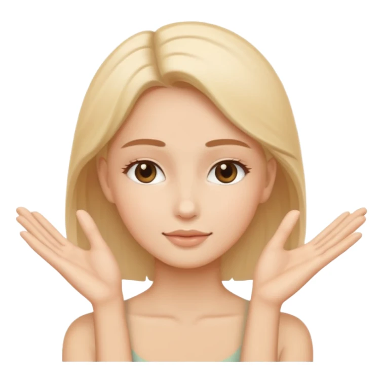 Minimal emoji representing reduced facial puffiness, soft hand gesture shaping the face contour, balanced and natural appearance, wellness-focused, simple and easy to understand
 sticker