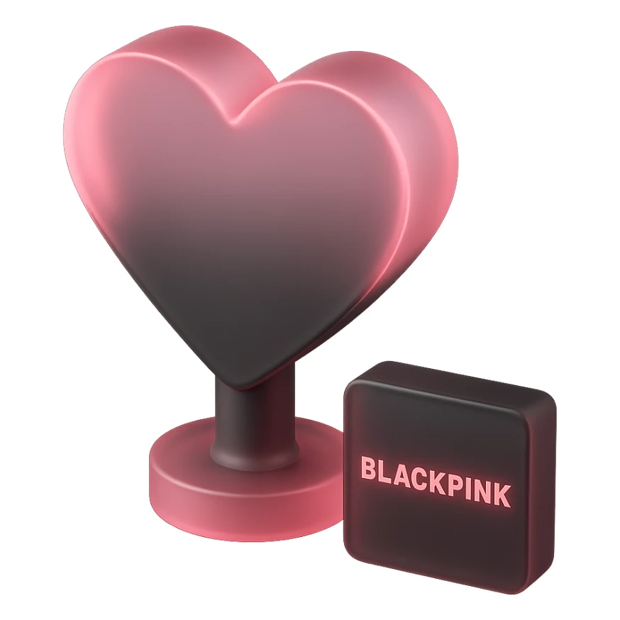 BLACKPINK-inspired object, black and pink colors, sleek and translucent effect, matte glass style sticker