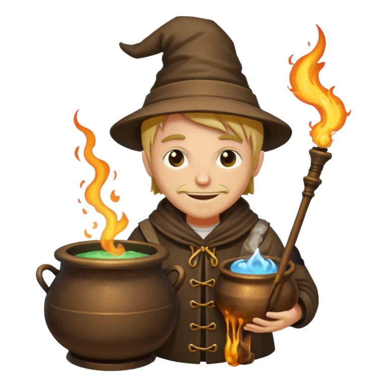alchemist leaning on cauldron smug smile sticker