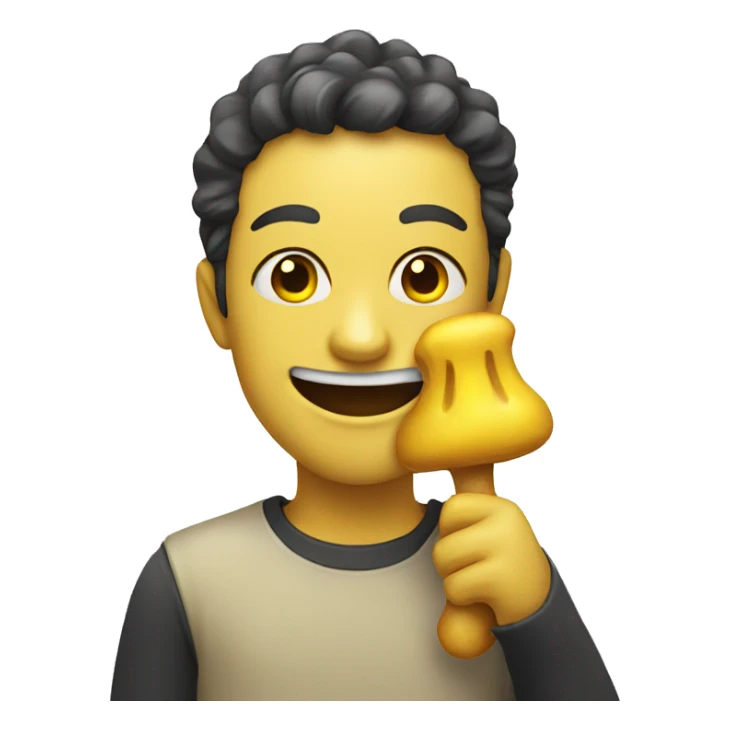 Smiling emoji holding a yellow bone in its mouth  sticker