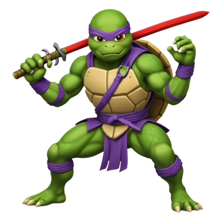emote of a cartoon donatello ninja turtle in action pose with word RAID underneath sticker