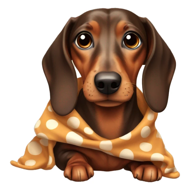 Brown Dachshund with spots wrapped in j blanket  sticker