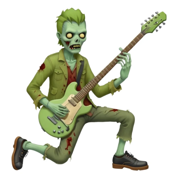 Zombie guitarist – ragged clothes, missing shoe, strumming an old electric guitar. sticker