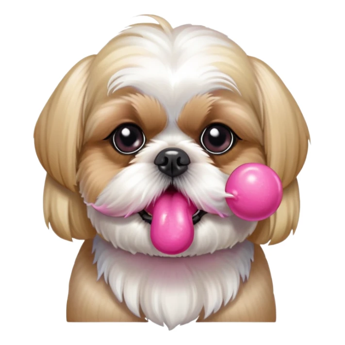 Blonde Shih tzu blowing bubblegum from its mouth sticker