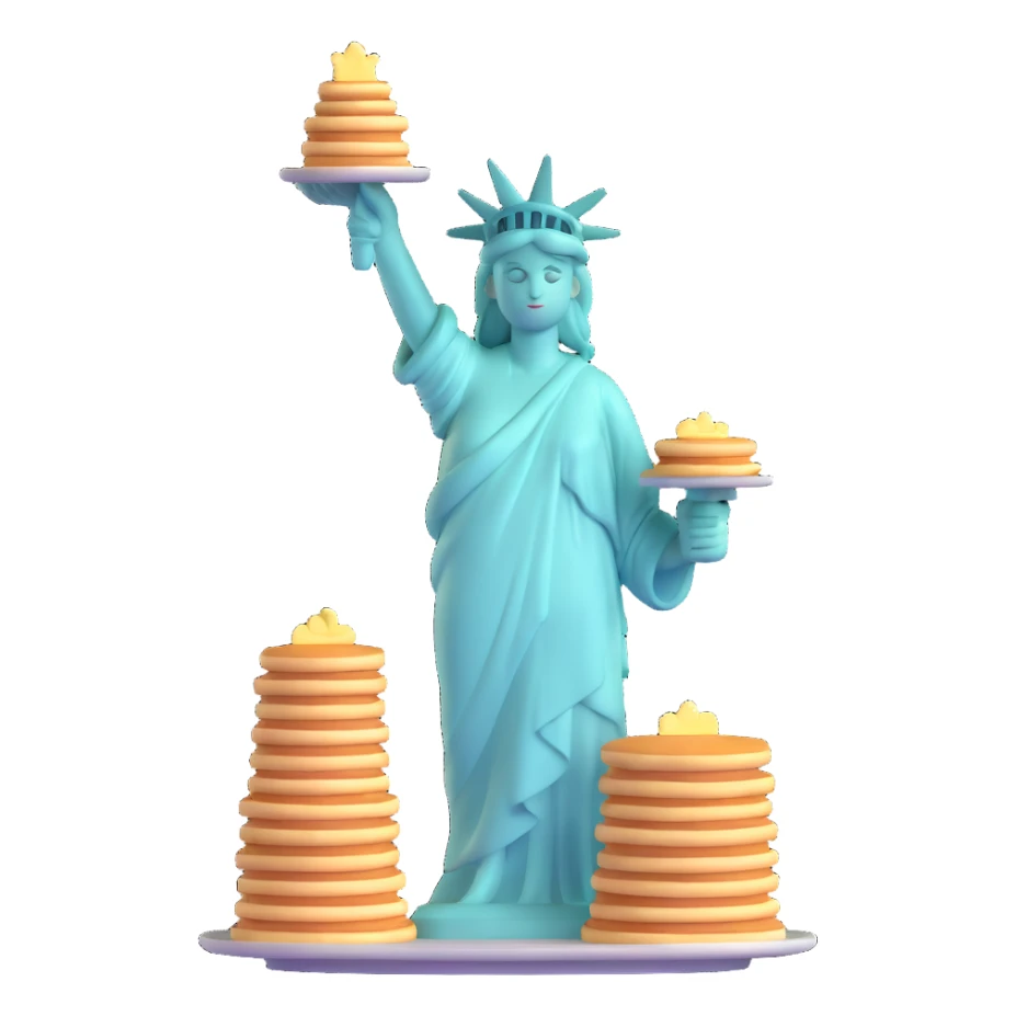 Statue of Liberty holding a stack of pancakes sticker