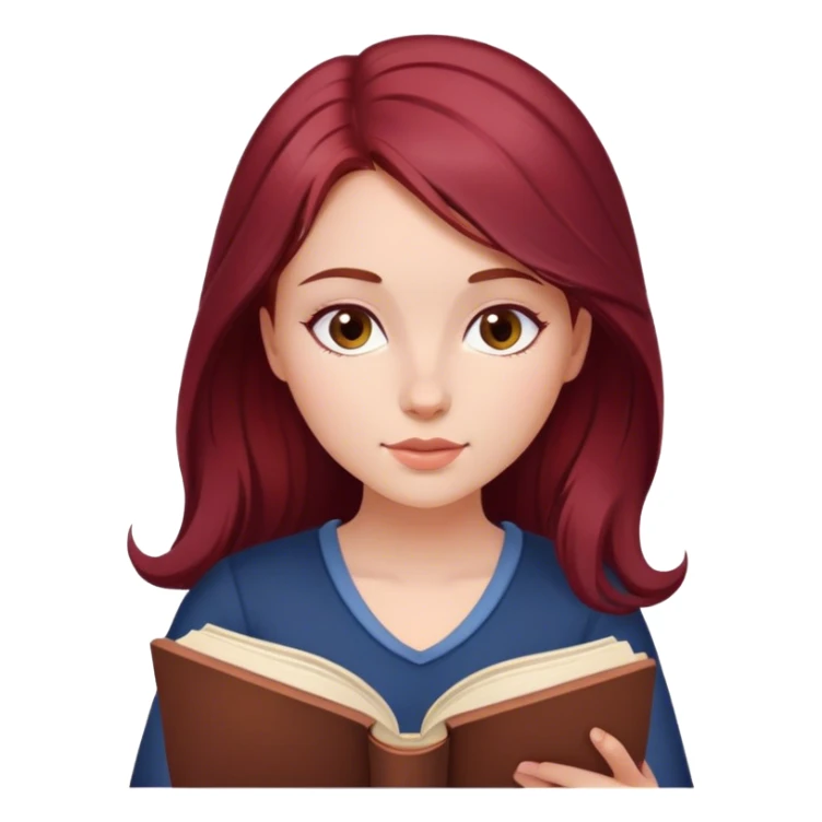 A beautiful, burgundy haired girl reading a book sticker