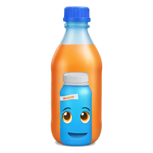 1 orange plastic bottle with a blue lid and blue label sticker