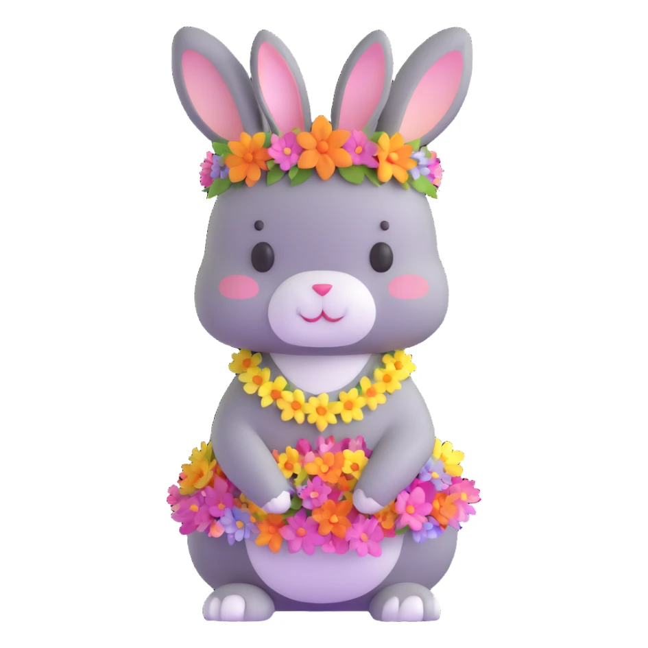 adorable bunny wearing a dress and floral crown sticker