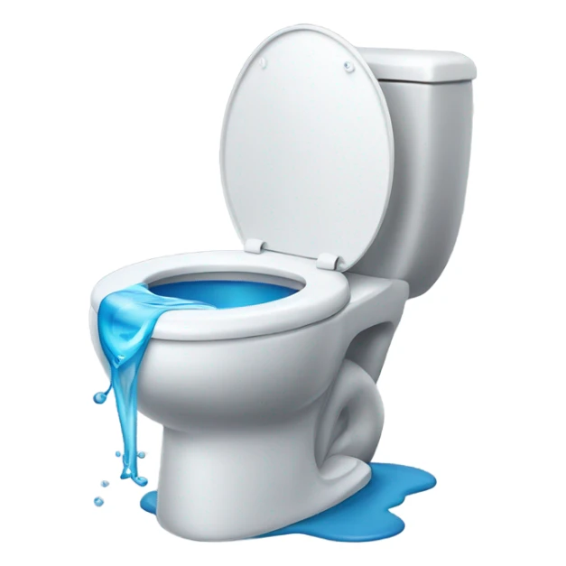 A toilet squirting water out of the lid sticker