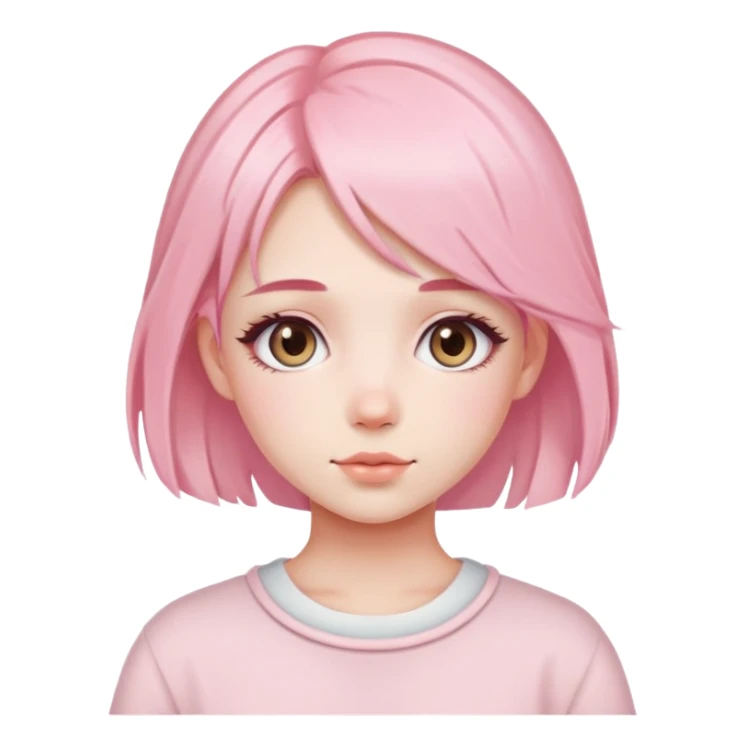 cute soft girl with blush and pastel pink hair sticker