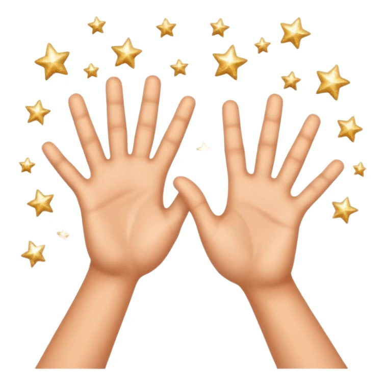 Two hands giving jazz-hands motion, maybe with little sparkles. sticker