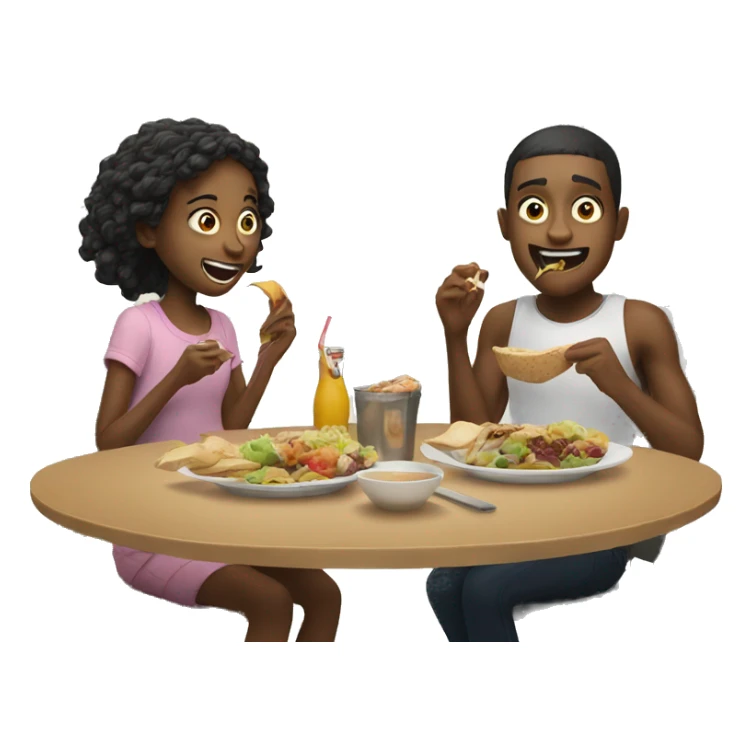 Brother and sister enjoying a crazy lunch sticker