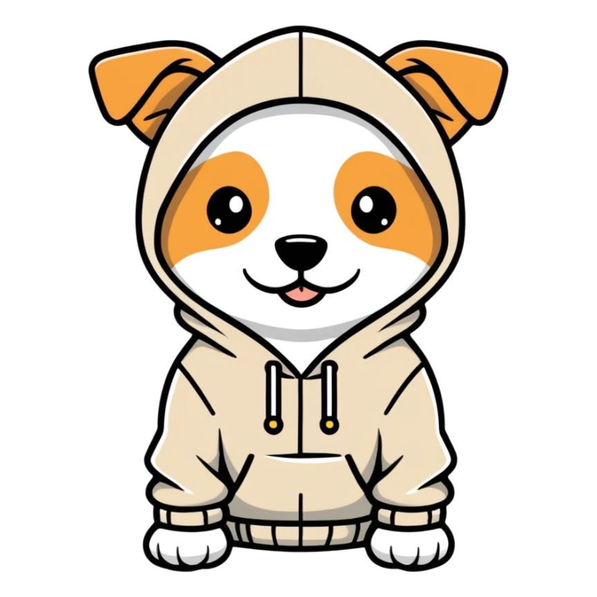 Dog wearing a hoodie  sticker