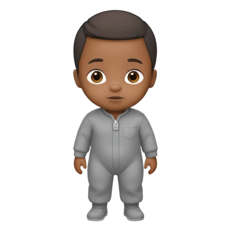 Black baby with straight face in a grey jumpsuit sticker