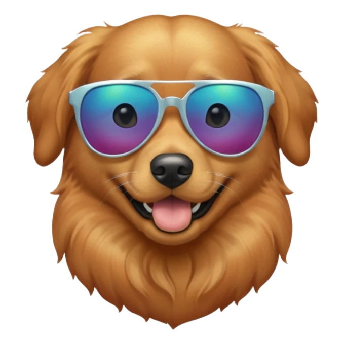 Red golden retriever wearing iridescent sunglasses sticker