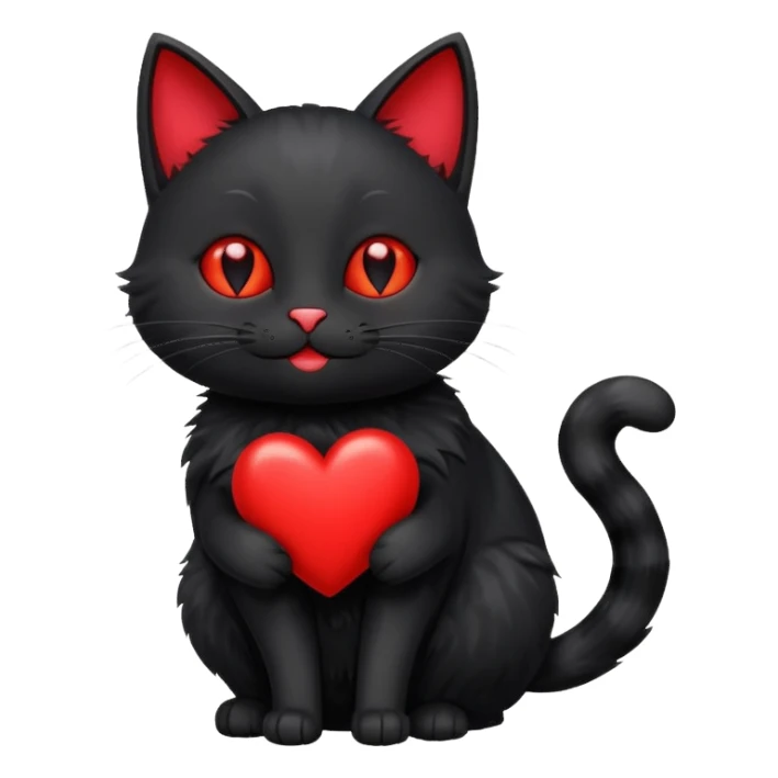 Magic cat with happy red heart with a late sticker