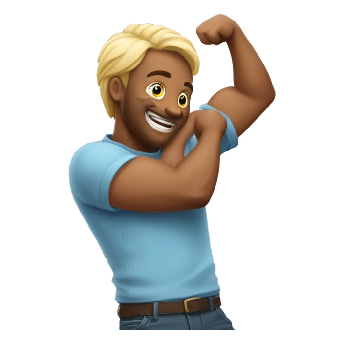 emoji puts his bent arm in front of him and hits down with his elbow, rejoicing sticker