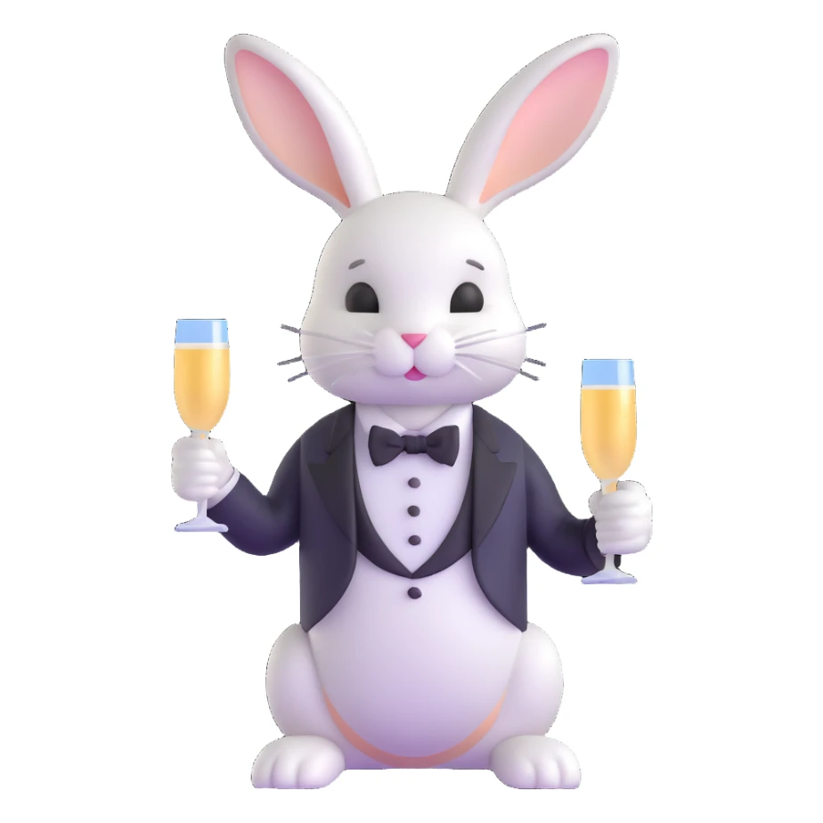 sophisticated bunny in tuxedo holding champagne flute sticker