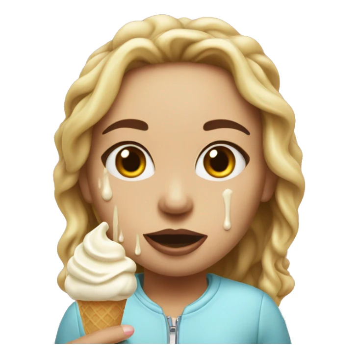 girl with vanilla ice cream dripping on their face sticker
