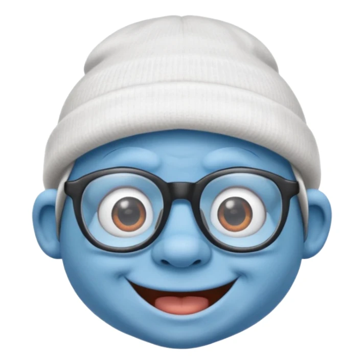 smurf with glasses white beanie no shirt sticker