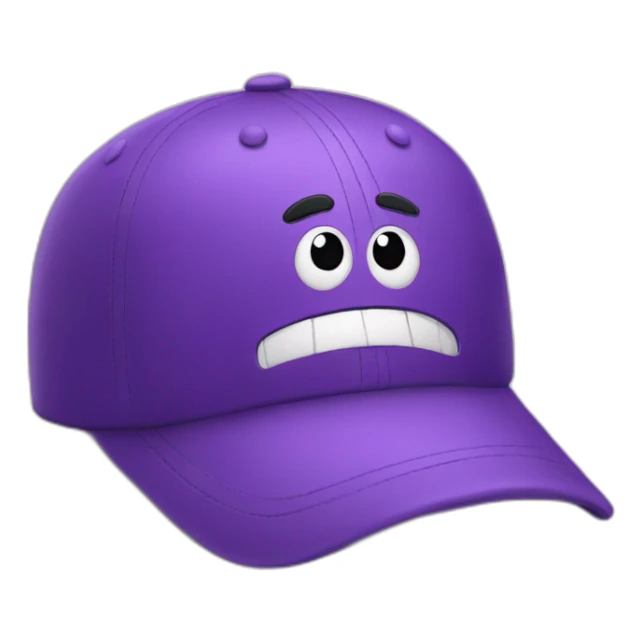 purple baseball hat with a text that says happy sticker
