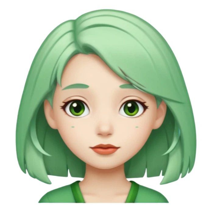 girl with white  green hair clip sticker