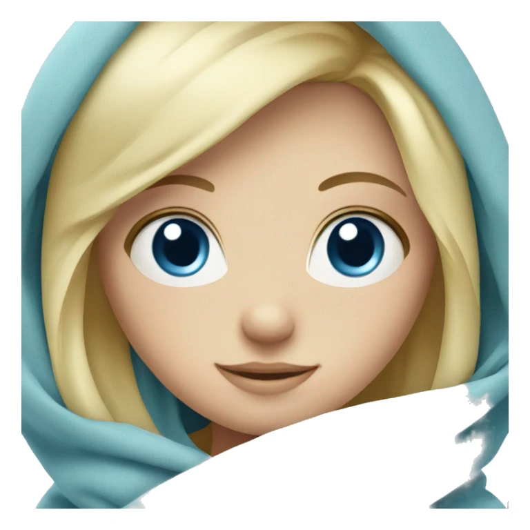 Blond girl with blue eyes with blanket sticker