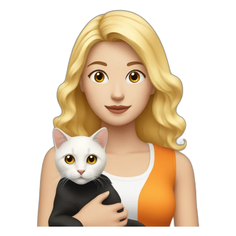blonde-haired woman with a white,black and orange colored cat sticker