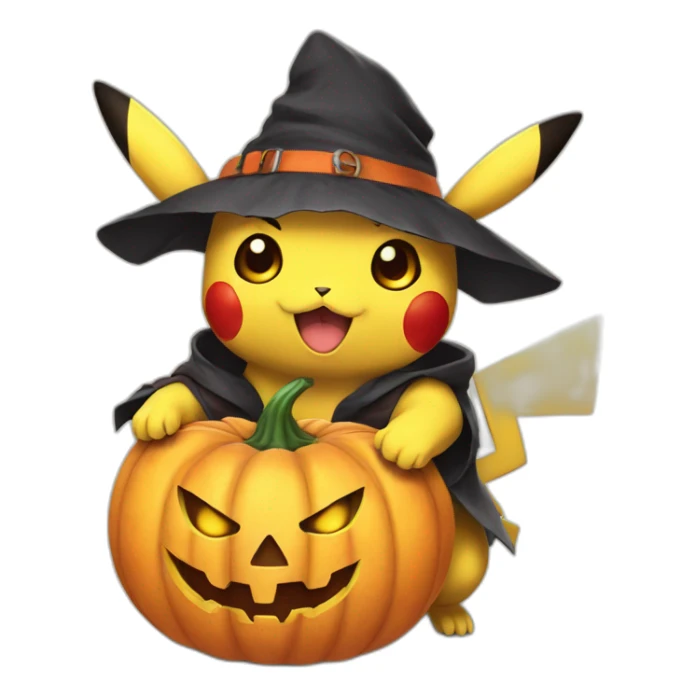 Anime Pikachu holding halloween pumpkin sticker