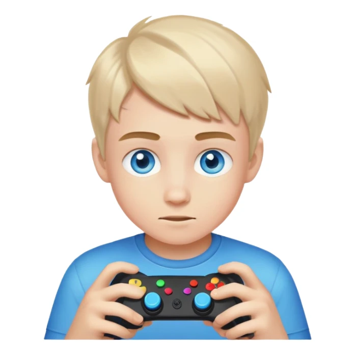 Blue eyed boy playing video game sticker