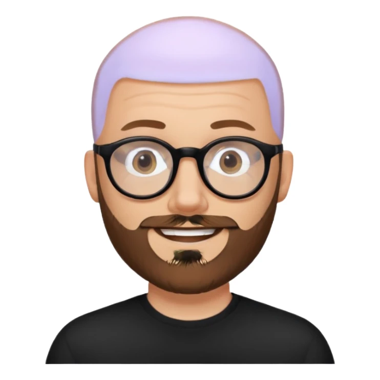 emoji just face 32-year-old white man, bald with a brown beard, wearing round black glasses sticker